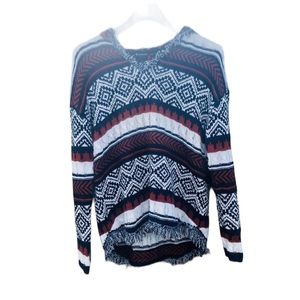 Bohemian Sweater Hoodie Striped Fringe Sz.Small